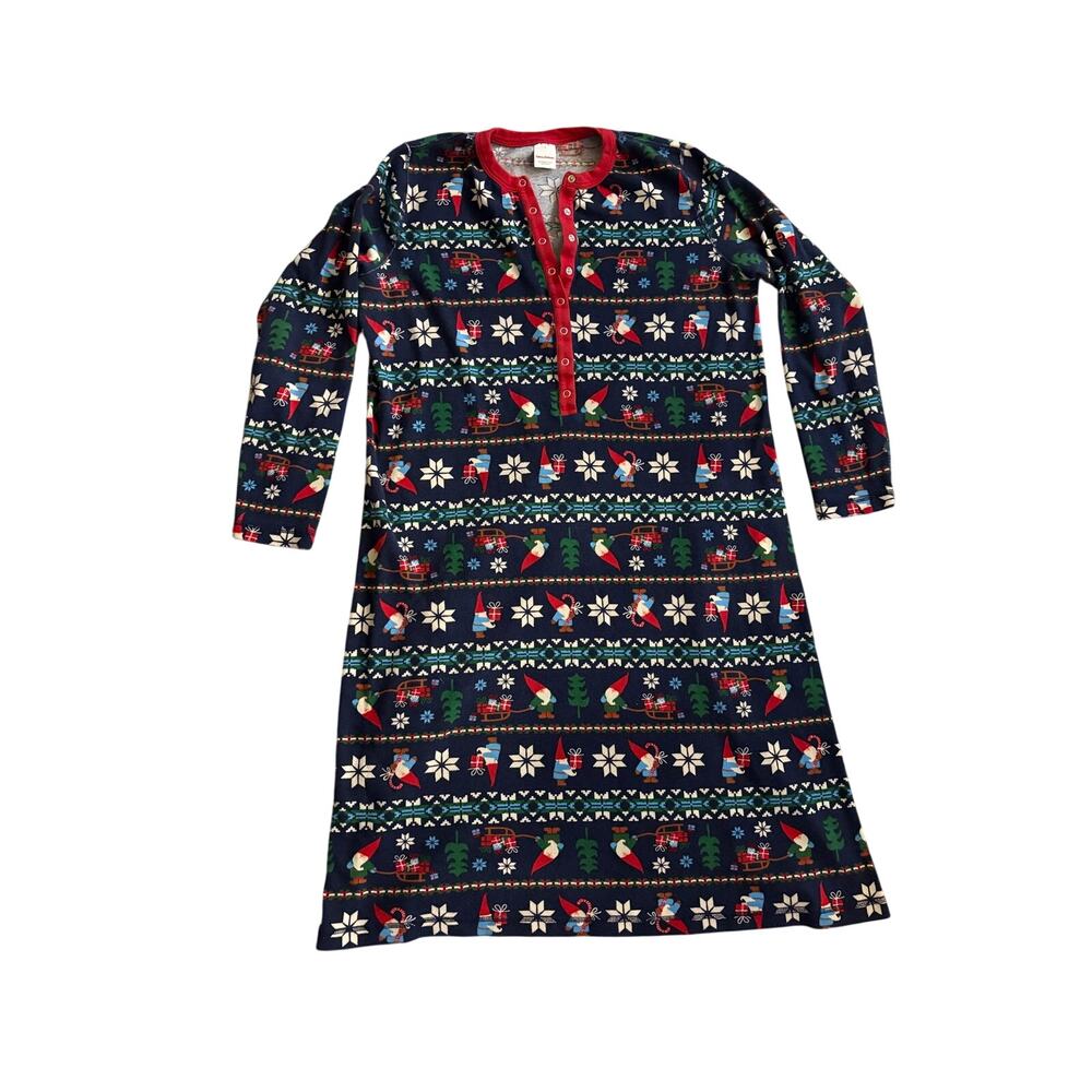 Hanna Andersson Women's Large Gnome Sweet Gnome Cotton Knit Nightshirt Holiday